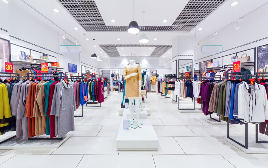 Interior of clothing store.